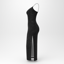 Oblique-Shoulder Exposure Dress With Side Split - Sailuc