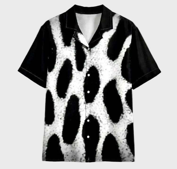 leopard patterned shirt on a gray background