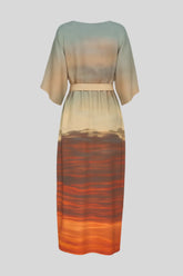 Half Sleeve Sunset Long Dress - Sailuc