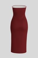 Wine Side Split Tube Top Dress - Sailuc