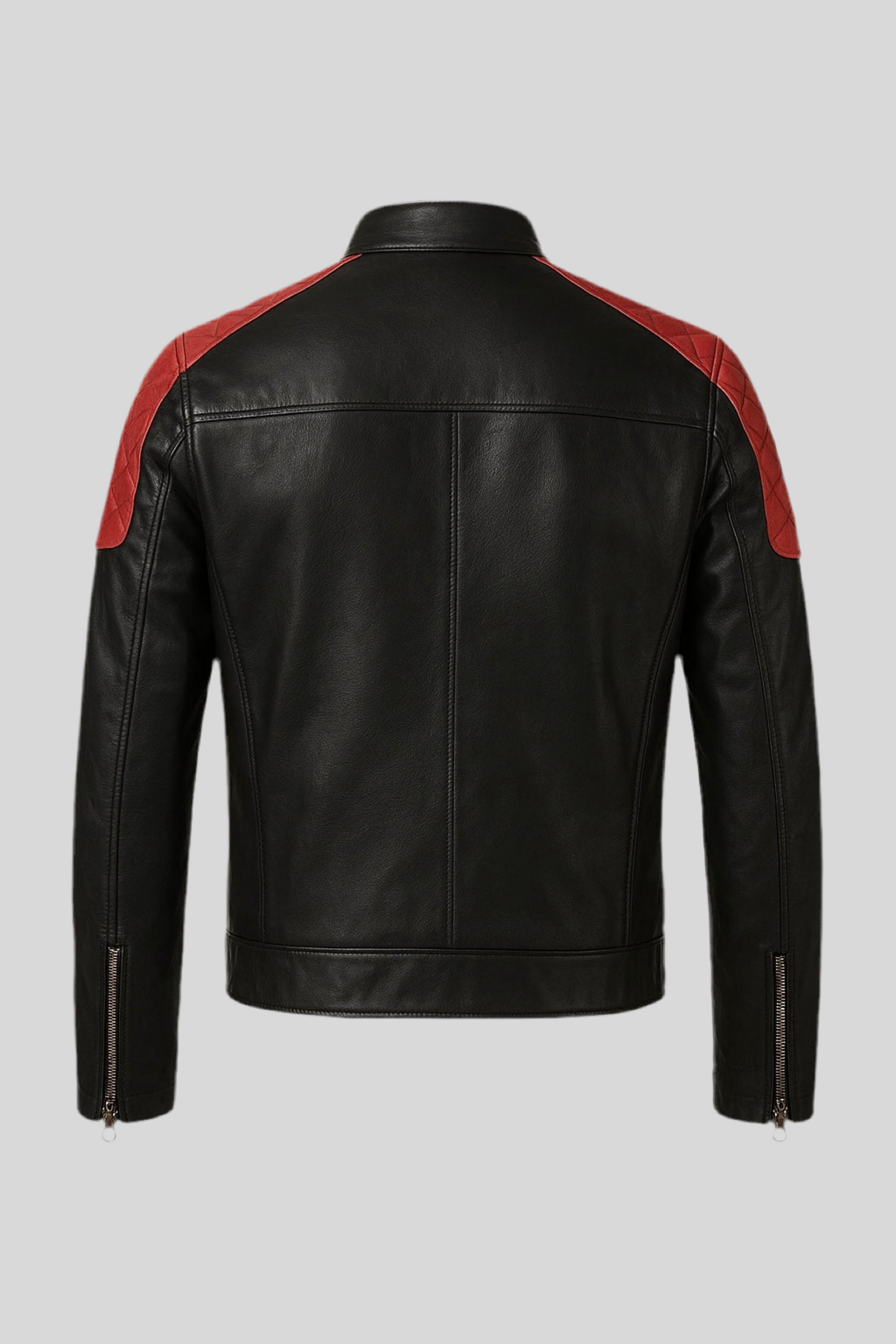 Collar Block Leather Jacket