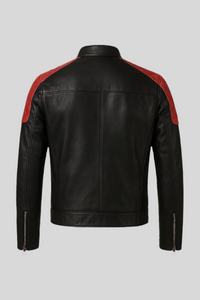 Collar Block Leather Jacket