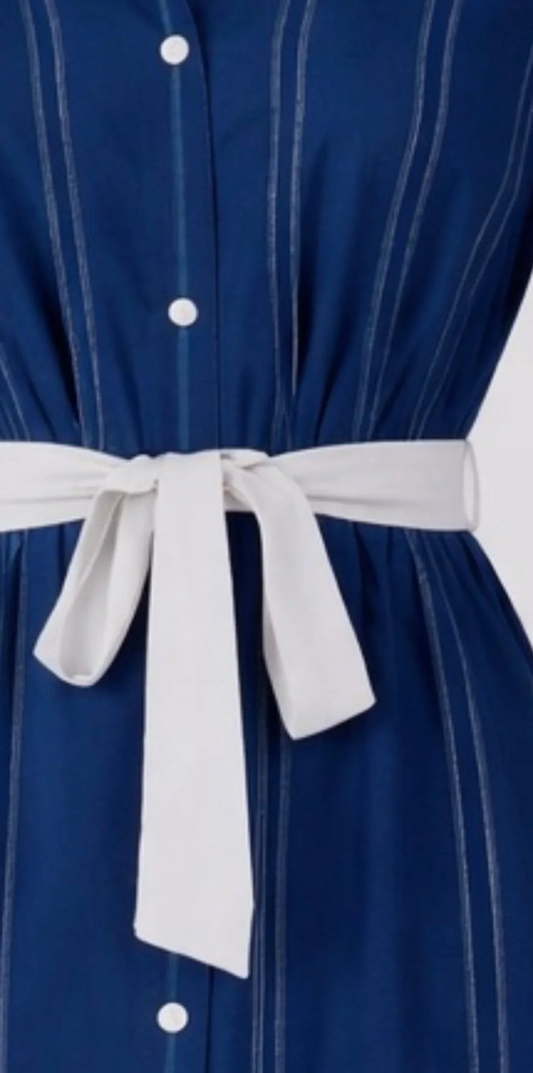 Pinstripe Midi Shirt Dress