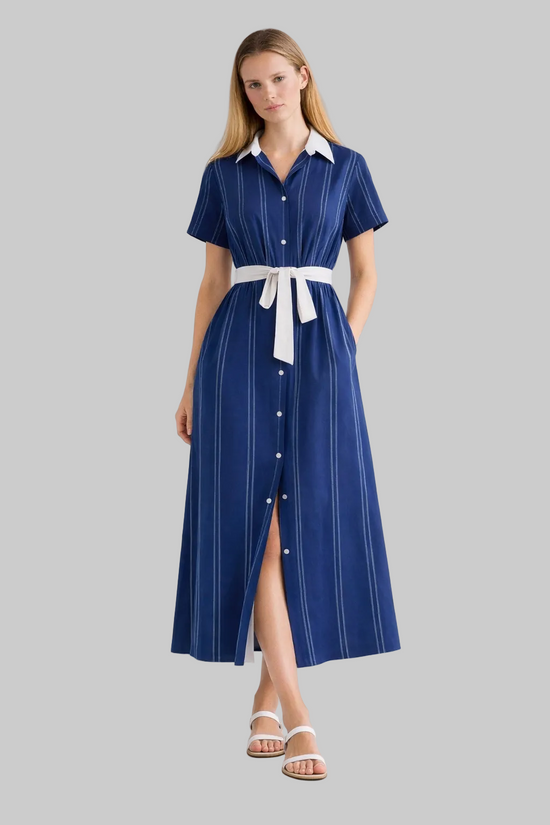 Pinstripe Midi Shirt Dress