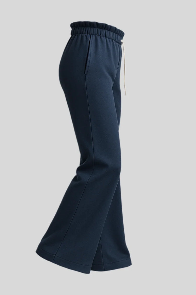 Sailuc navy blue wide-leg activewear sweatpants with elastic waistband and drawstring