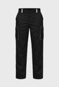 Black cargo pants on a gray background