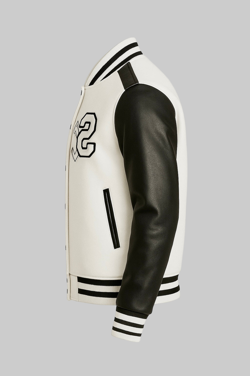 Classic Varsity Jacket – Black & White Leather Sleeve Edition