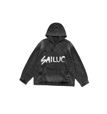 Oversize Denim Hoodie - Sailuc