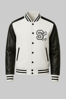 Classic Varsity Jacket – Black & White Leather Sleeve Edition