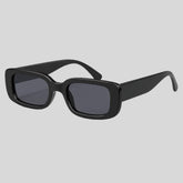Sailuc black rectangular sunglasses with thick frame, modern luxury eyewear on gray background
