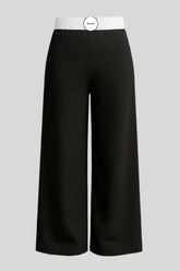 Sailuc black wide-leg pants with white waistband, luxury fashion for men and women