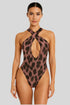 Hollowed-Out One-Piece Leopard Swimsuit - Sailuc