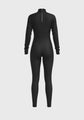 Black full-body suit on a gray background
