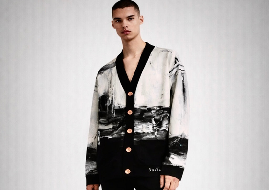 V-neck Knitted Fleece Cardigan