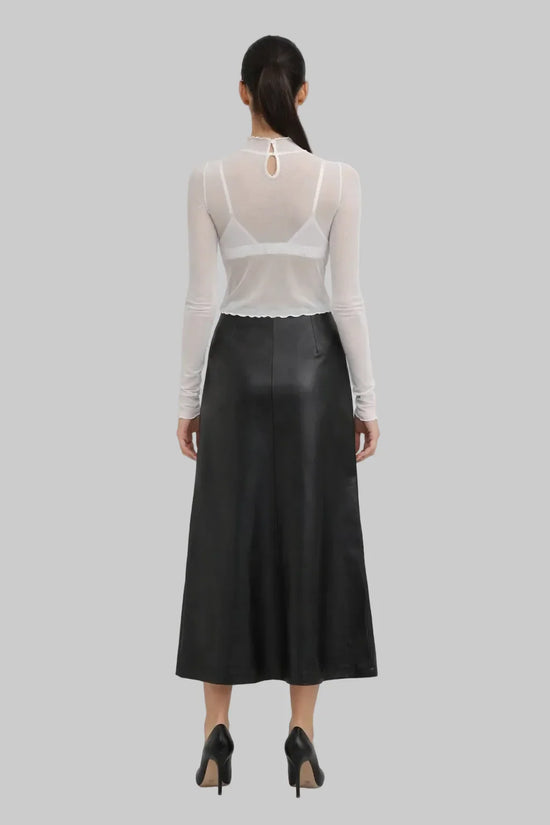 Ruffled Mock Neck Sheer Top