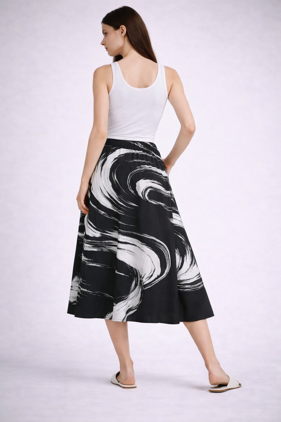 Swirl Maxi Chiffon Skirt - Sailuc