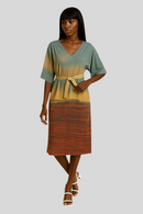 Half Sleeve Sunset Long Dress - Sailuc