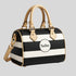 Striped Barrel-Shaped Leather Handbag - Sailuc