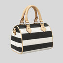 Striped Barrel-Shaped Leather Handbag - Sailuc