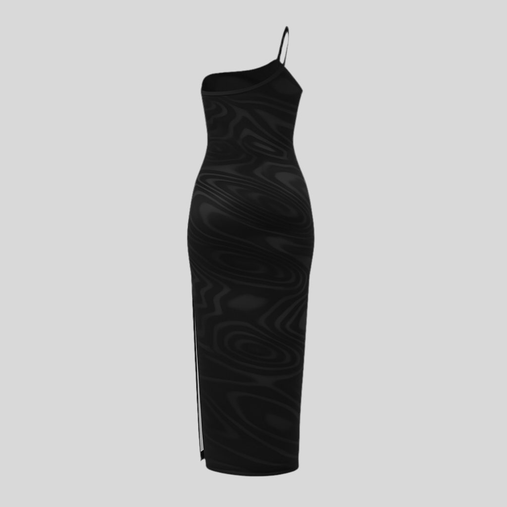 Oblique-Shoulder Exposure Dress With Side Split - Sailuc