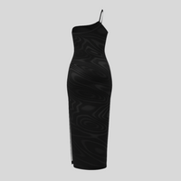 Oblique-Shoulder Exposure Dress With Side Split - Sailuc