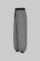 Sailuc luxury grey drawstring pants with black elastic cuffs, modern unisex fashion