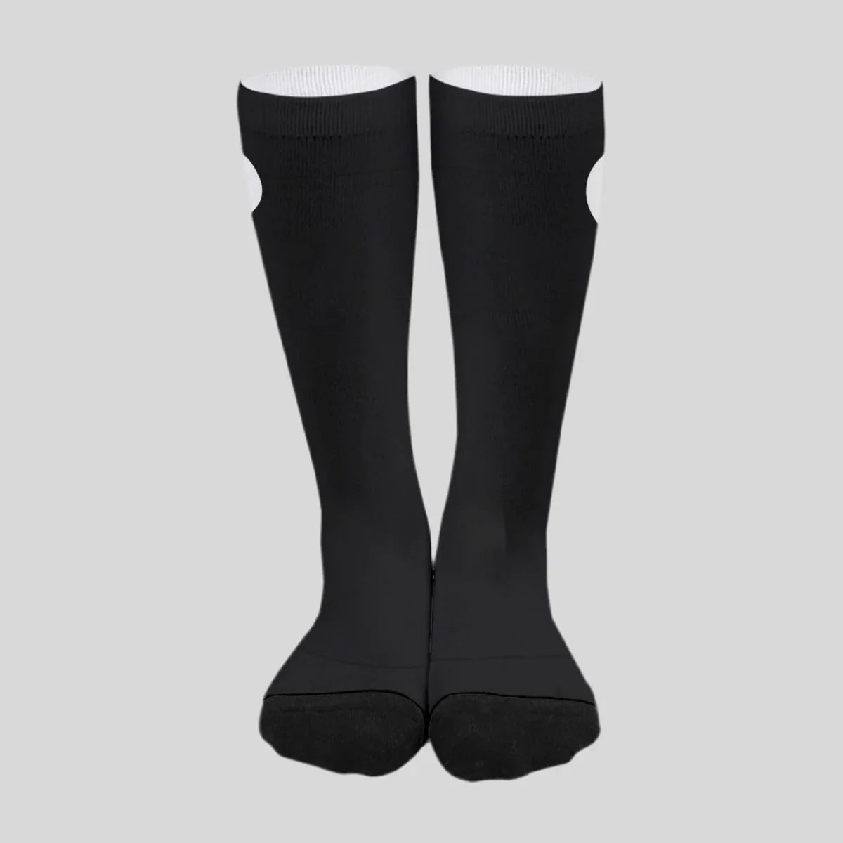 Sailuc luxury black knee-high socks for men and women on a neutral background