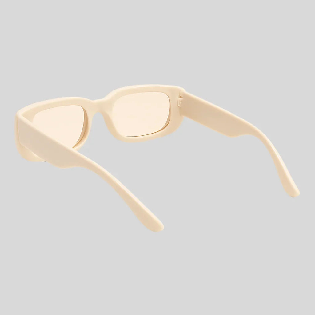Beige rectangular luxury sunglasses with thick frames, Sailuc modern fashion accessory