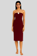 Wine Side Split Tube Top Dress - Sailuc