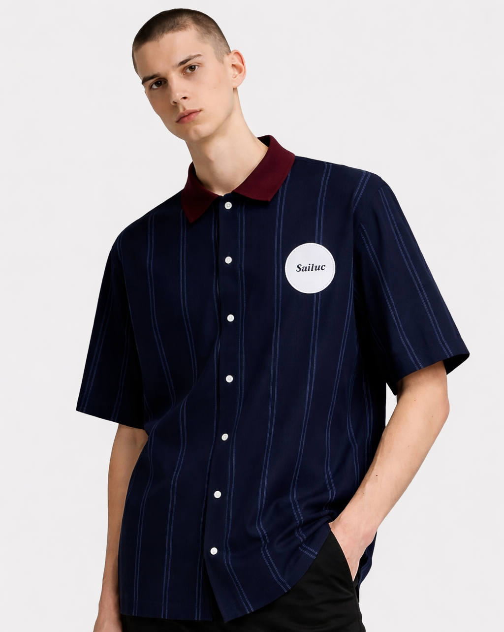 Pinstripe Short Sleeved Shirt - Sailuc