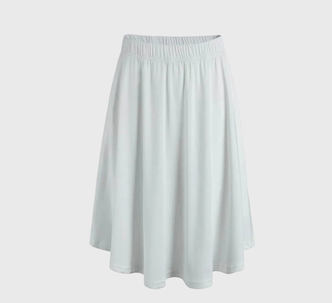 White skirt on a gray background