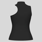 Sailuc black sleeveless asymmetric high-neck women&