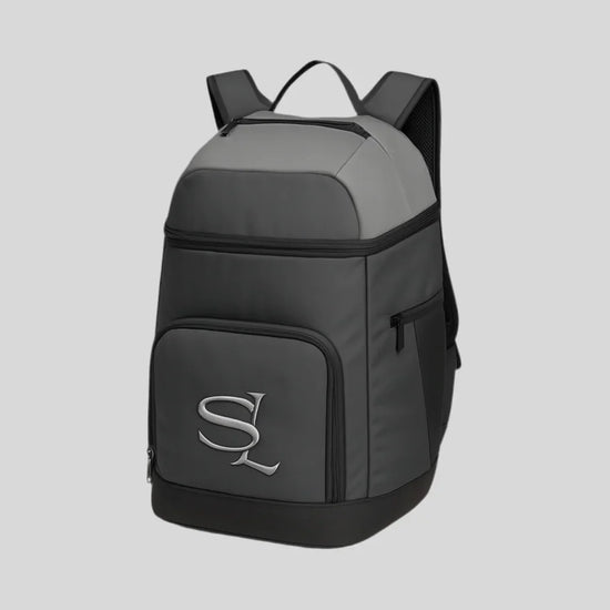 Sailuc luxury gray backpack with SL logo, modern design, premium men&
