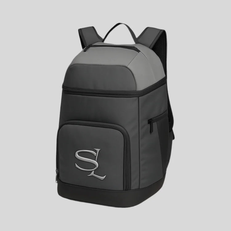 Sailuc luxury gray backpack with SL logo, modern design, premium men&