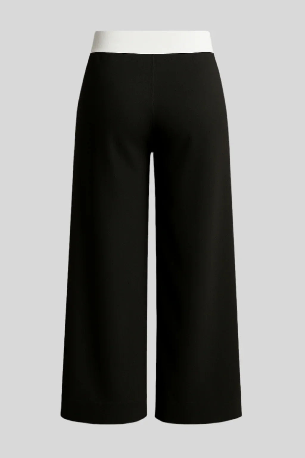 Sailuc luxury black wide-leg pants with white waistband, modern women&