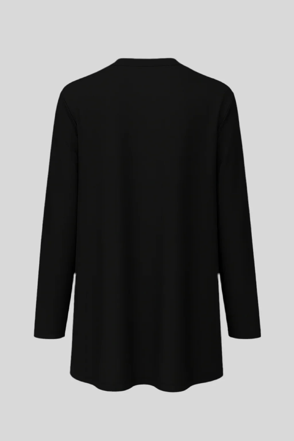 Sailuc luxury black long sleeve coat back view on grey background