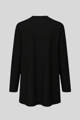 Sailuc luxury black long sleeve coat back view on grey background