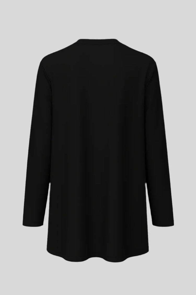 Sailuc luxury black long sleeve coat back view on grey background