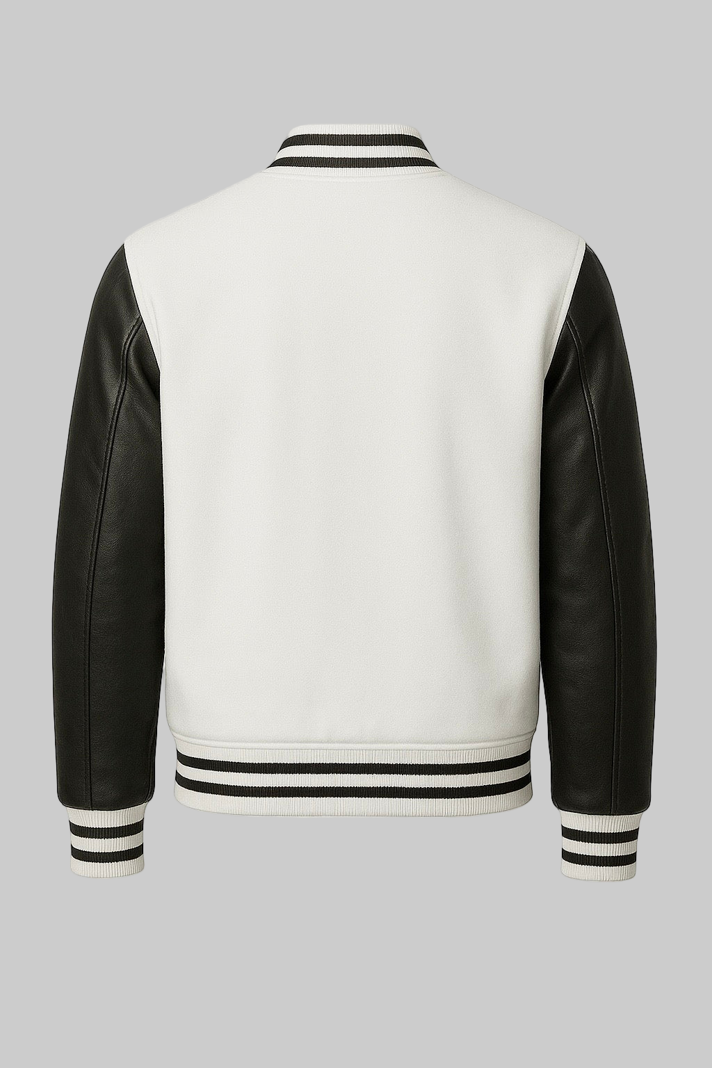 Classic Varsity Jacket – Black & White Leather Sleeve Edition