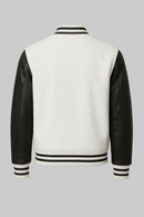 Classic Varsity Jacket – Black & White Leather Sleeve Edition