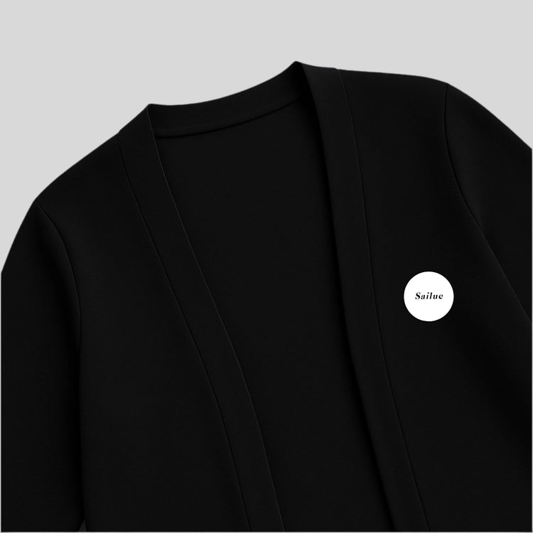 Sailuc luxury black blazer with logo on chest, modern minimalist fashion
