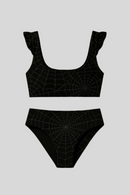 Ruffle Cuffed Web Swimsuit - Sailuc