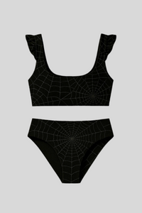 Ruffle Cuffed Web Swimsuit - Sailuc