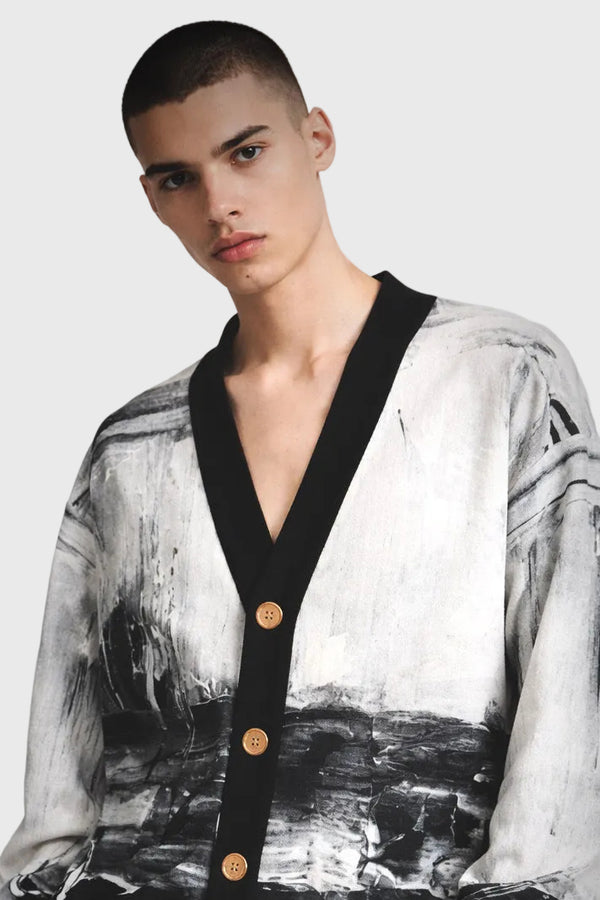 V-neck Knitted Fleece Cardigan