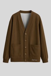 V-neck Knitted Fleece Cardigan - Sailuc