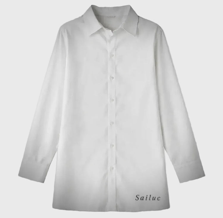 White shirt on a gray background with &