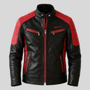 Collar Block Leather Jacket