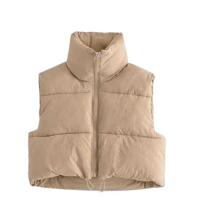 Windproof Cropped Puffer Vest - Sailuc