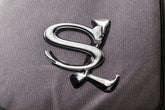 Sailuc metallic logo on textured gray luxury fabric
