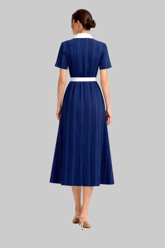 Pinstripe Midi Shirt Dress